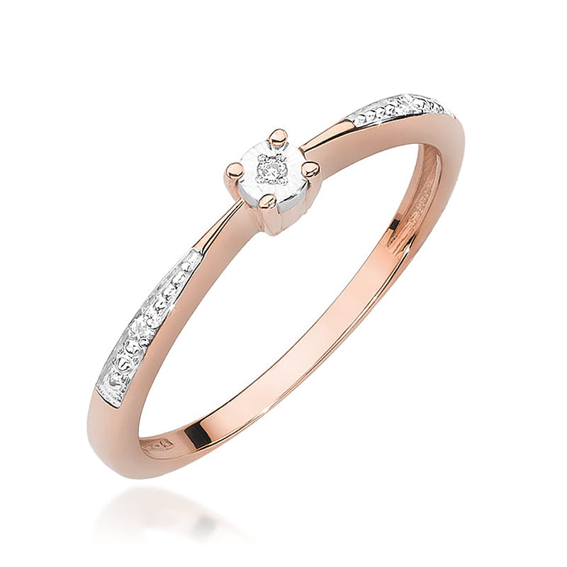 W465 Diamantový prsteň 0.01ct ružové zlato Au 585/1000 2