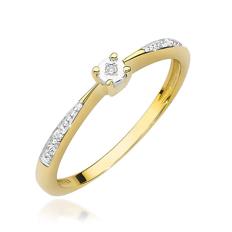 W465 Diamantový prsteň 0.01ct žlté zlato Au 585/1000 2