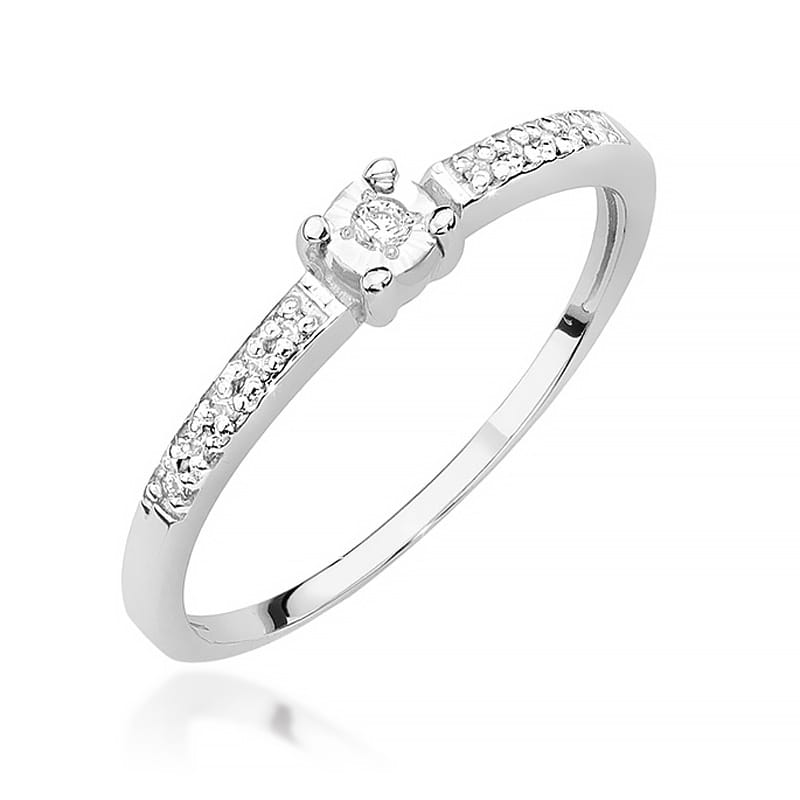 W467 Diamantový prsteň 0.02ct biele zlato Au 585/1000 2