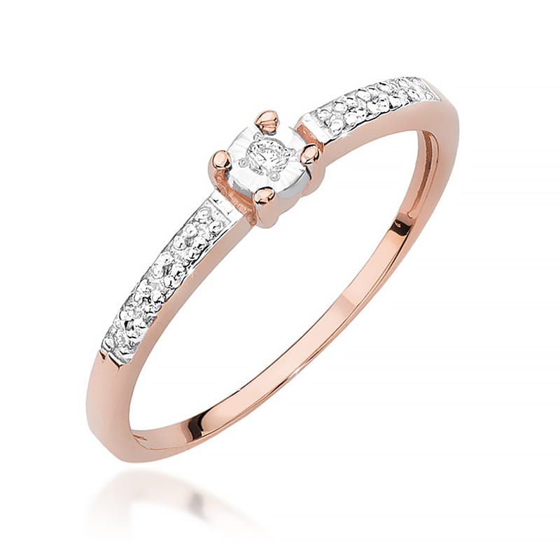 W467 Diamantový prsteň 0.02ct ružové zlato Au 585/1000 2