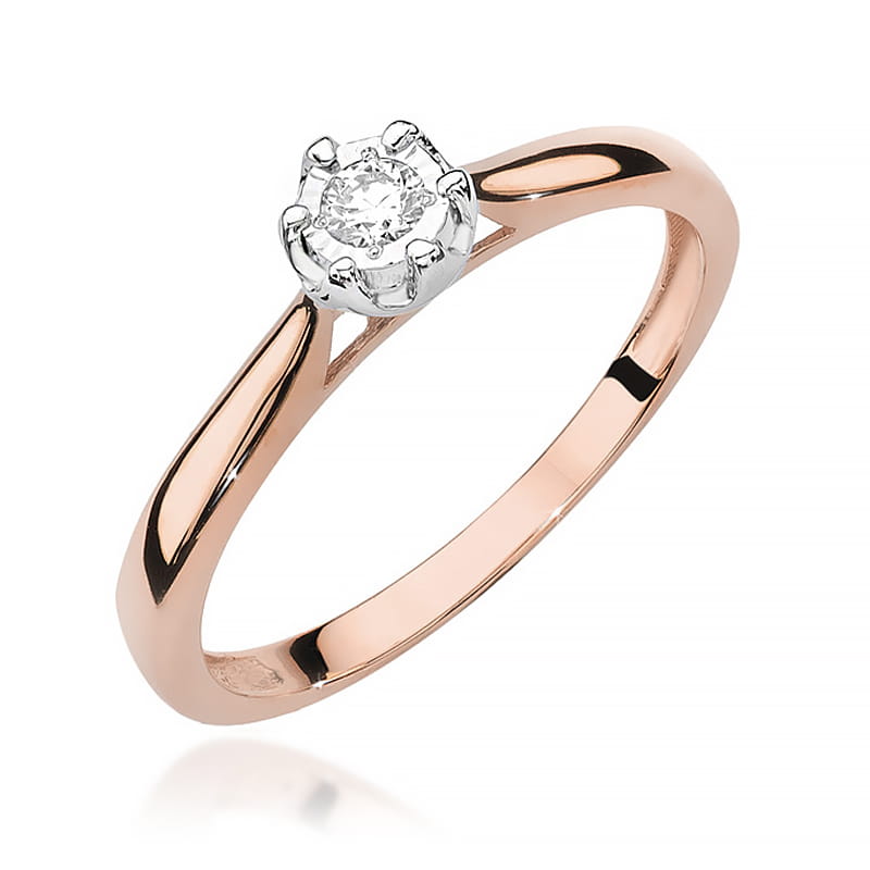 W468 Diamantový prsteň 0.08ct ružové zlato Au 585/1000 2
