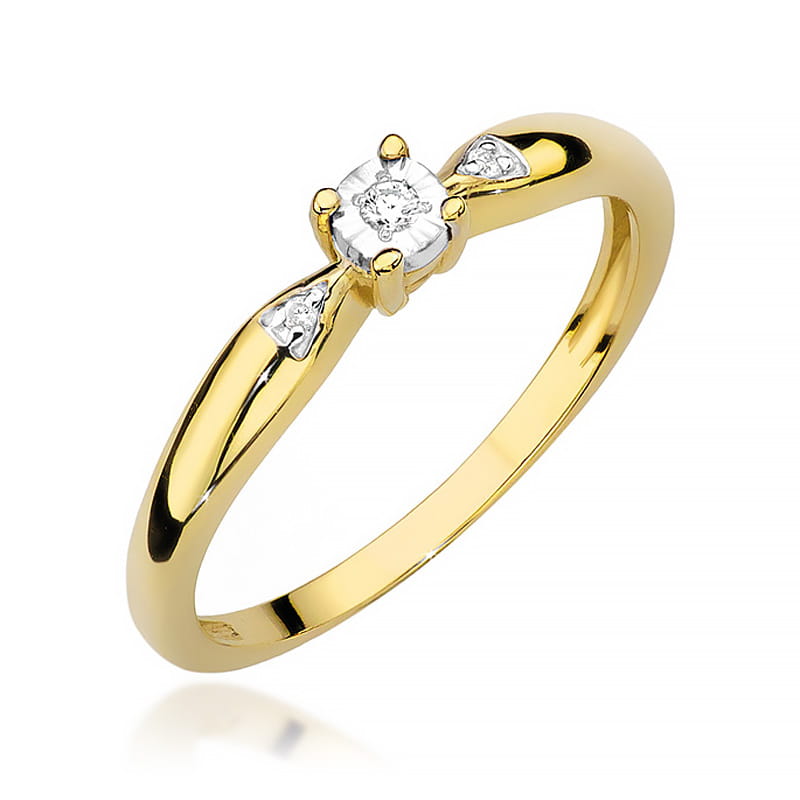 W469 Diamantový prsteň 0,02ct žlté zlato Au 585/1000 2