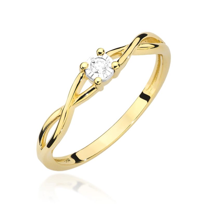 W470 Diamantový prsteň 0,03ct žlté zlato Au 585/1000 2