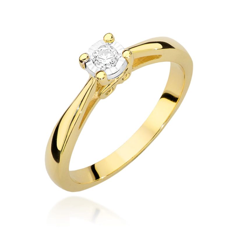 W475 Diamantový prsteň 0,08ct žlté zlato Au 585/1000 2