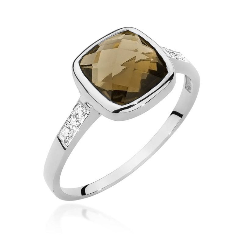 W478 Smoky Quartz Ring 2,00ct biele zlato Au 585/1000 2