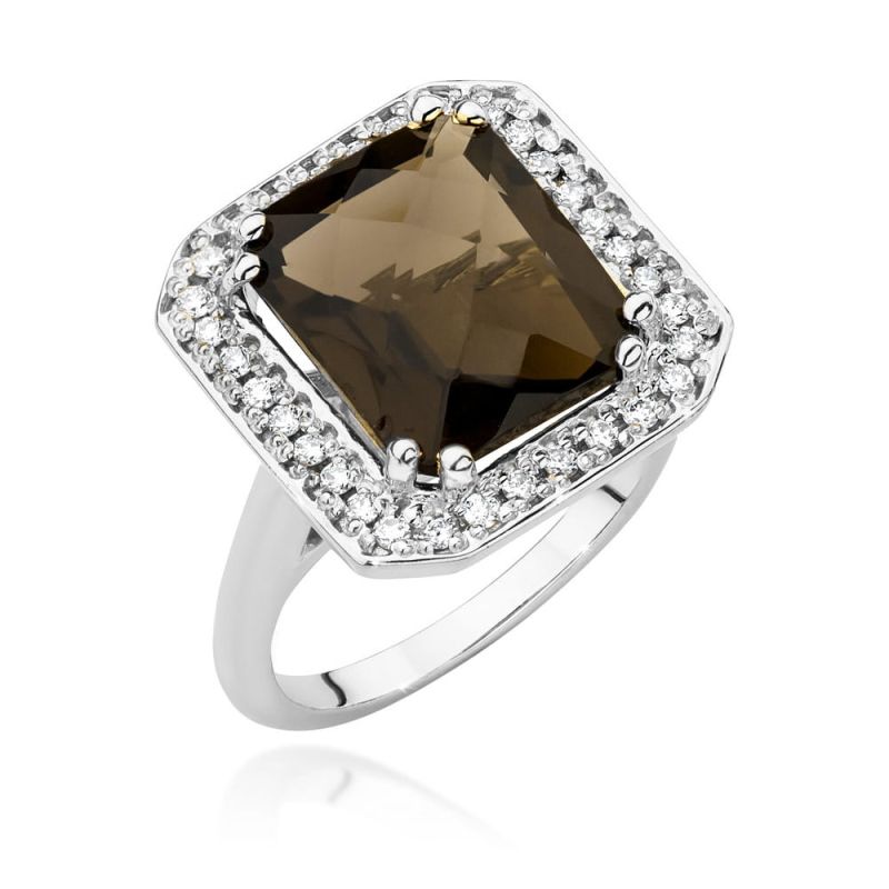 W481 Smoky Quartz Ring 4.00ct biele zlato Au 585/1000 2