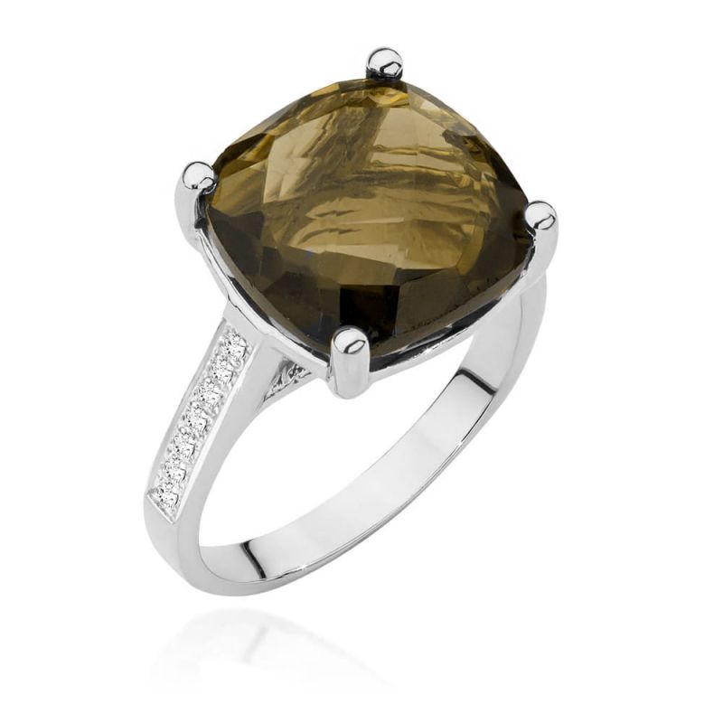W485 Smoky Quartz Ring 5.00ct biele zlato Au 585/1000 2