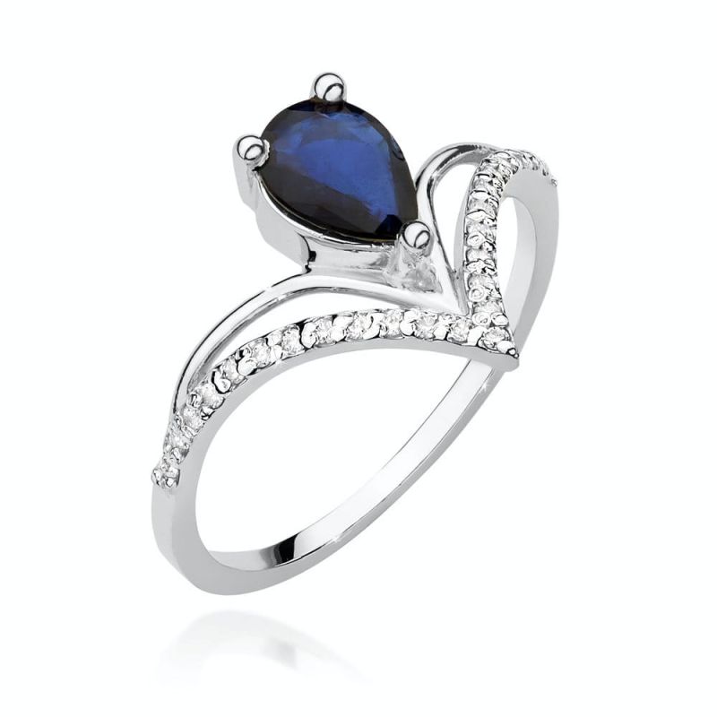 W487 Zafírový prsteň 0,60ct biele zlato Au 585/1000 2