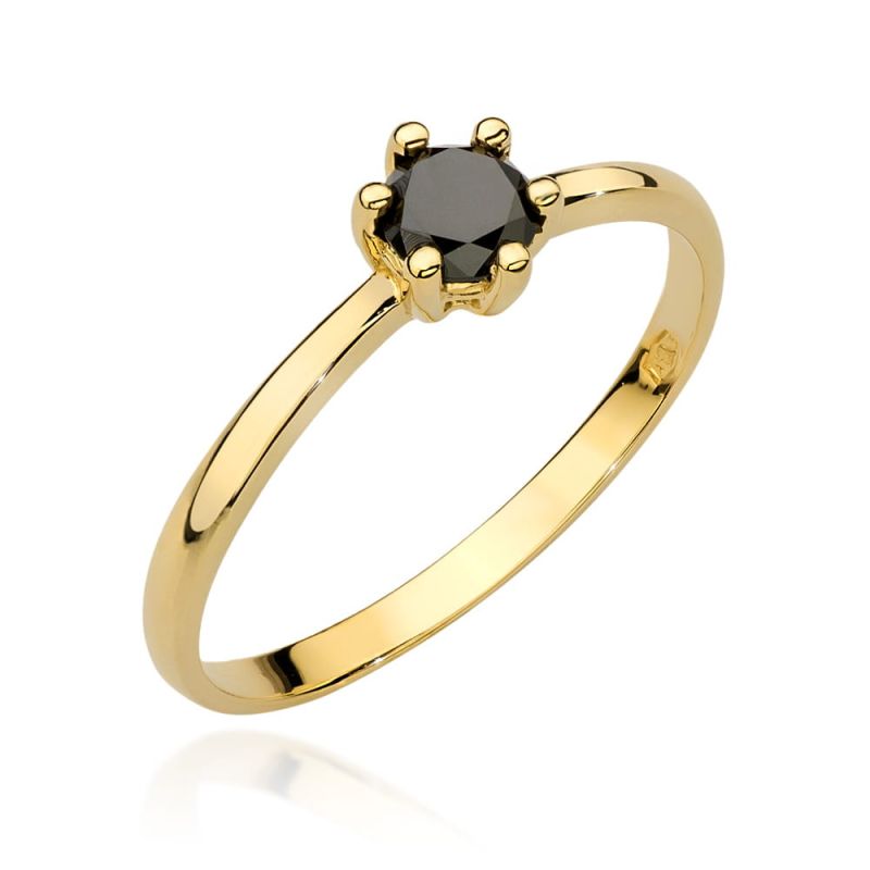 W496 Prsteň Black Diamond 0,30ct žlté zlato Au 585/1000 2