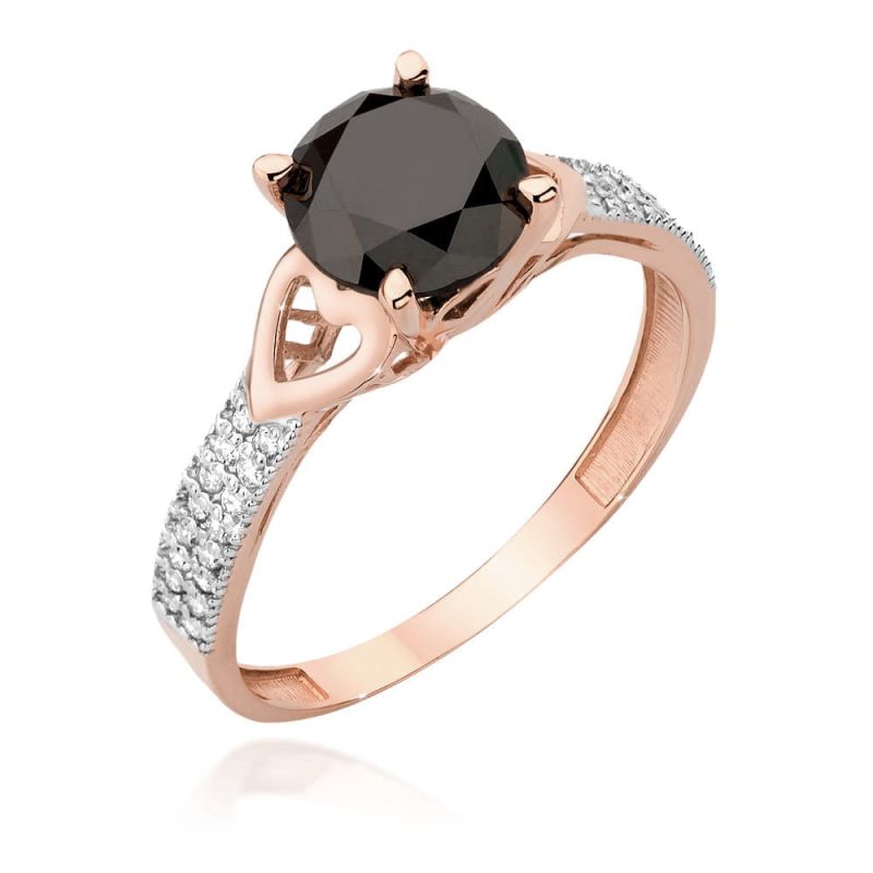 W502 Prsteň Black Diamond 2.00ct ružové zlato Au 585/1000 2