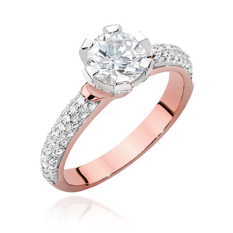 W503 Diamantový prsteň 1.00ct ružové zlato Au 585/1000 2