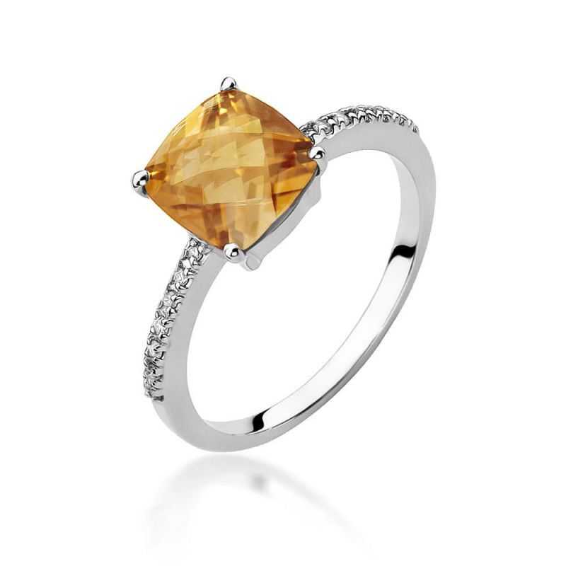 W511 Citrínový prsteň 2,00ct biele zlato Au 585/1000 2