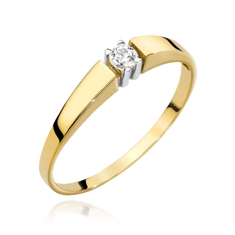 W524 Diamantový prsteň 0,08ct žlté zlato Au 585/1000 2