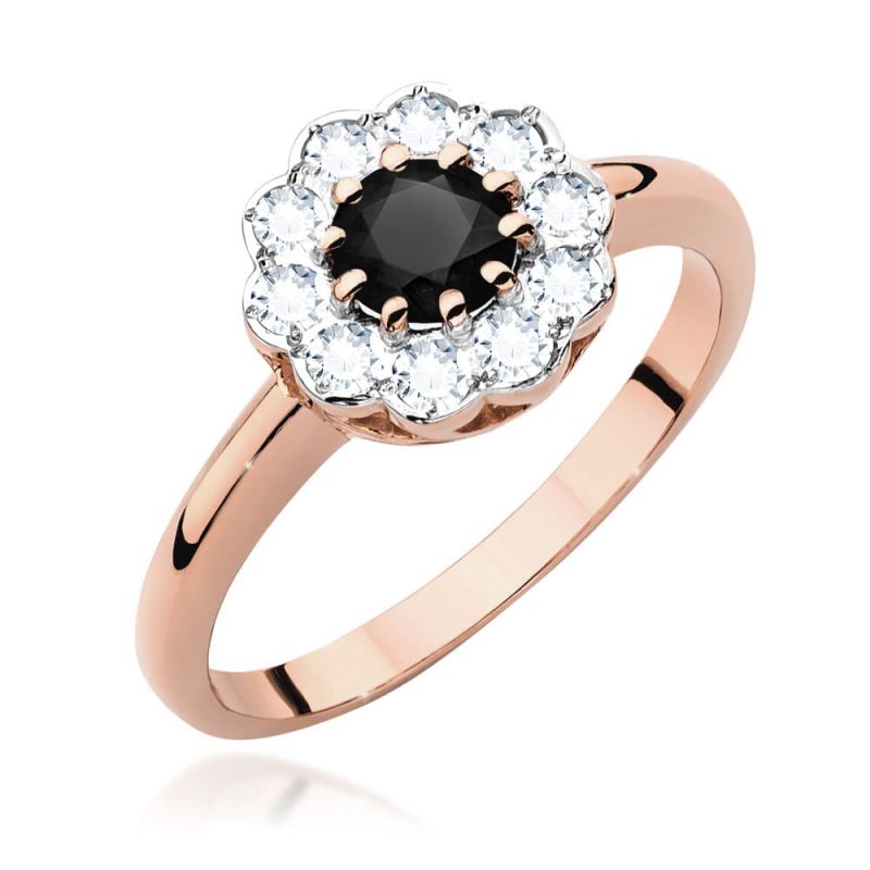 W529 Prsteň Black Diamond 0,50ct ružové zlato Au 585/1000 2