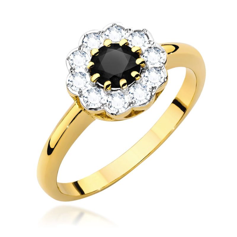 W529 Prsteň Black Diamond 0,50ct žlté zlato Au 585/1000 2