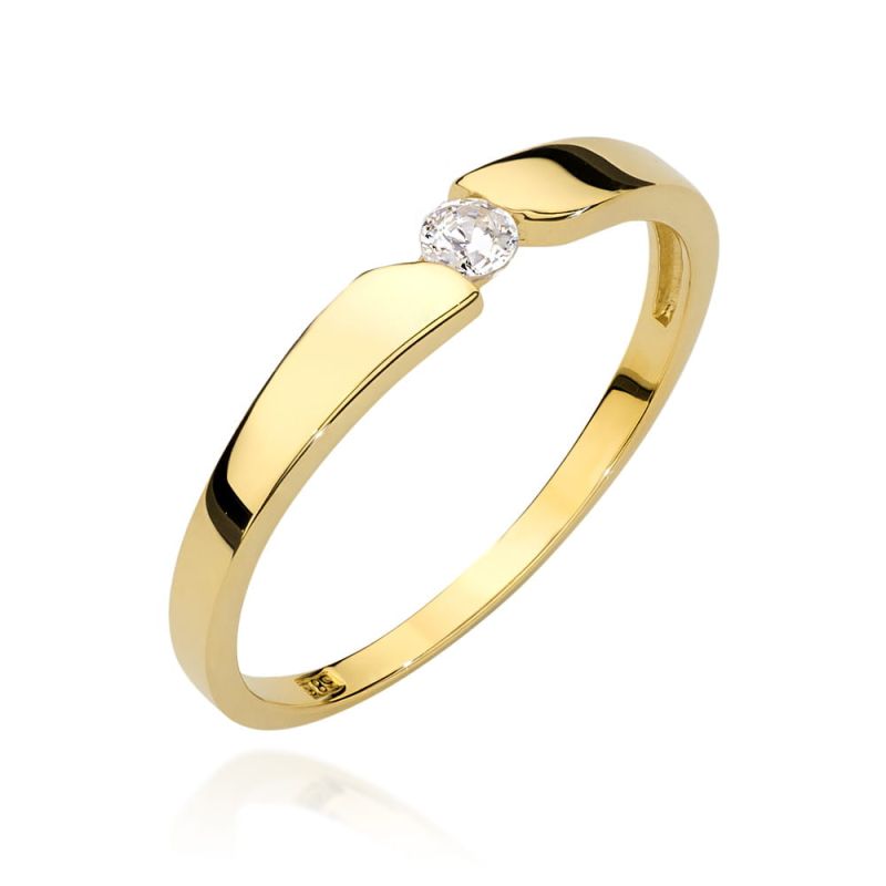 W554 Diamantový prsteň 0,08ct žlté zlato Au 585/1000 2