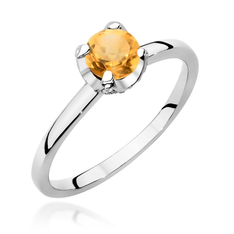 W556 Citrínový prsteň 0,50ct biele zlato Au 585/1000 2