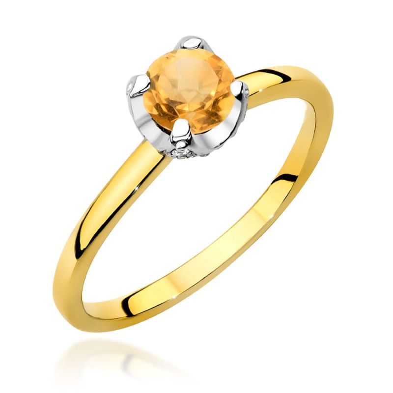 W556 Citrínový prsteň 0,50ct žlté zlato Au 585/1000 2