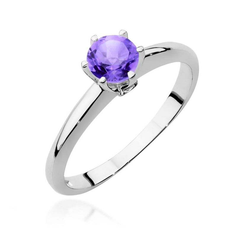W557 Ametystový prsteň 0,50ct biele zlato Au 585/1000 2