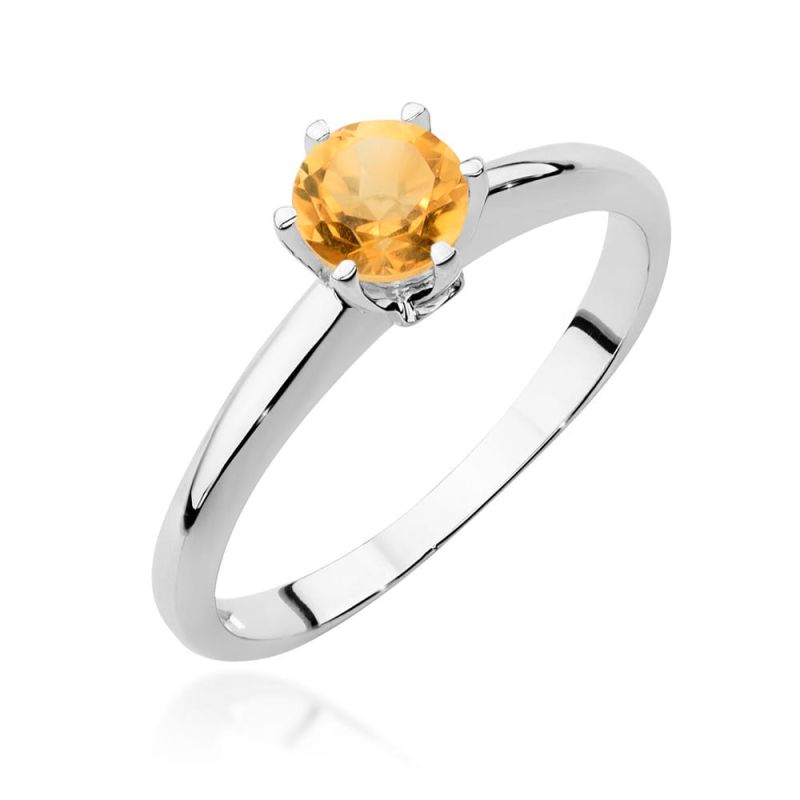 W557 Citrínový prsteň 0,50ct biele zlato Au 585/1000 2