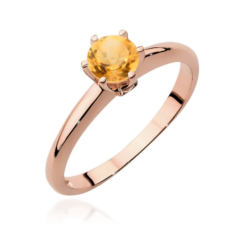 W557 Citrínový prsteň 0,50ct ružové zlato Au 585/1000 2