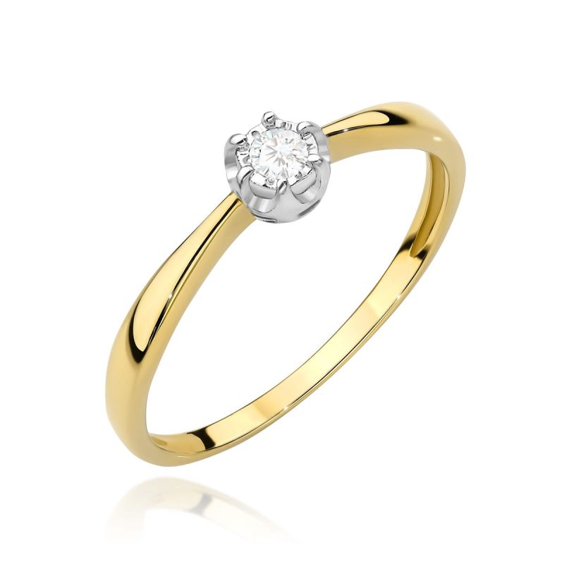 W567 Diamantový prsteň 0,06ct žlté zlato Au 585/1000 2
