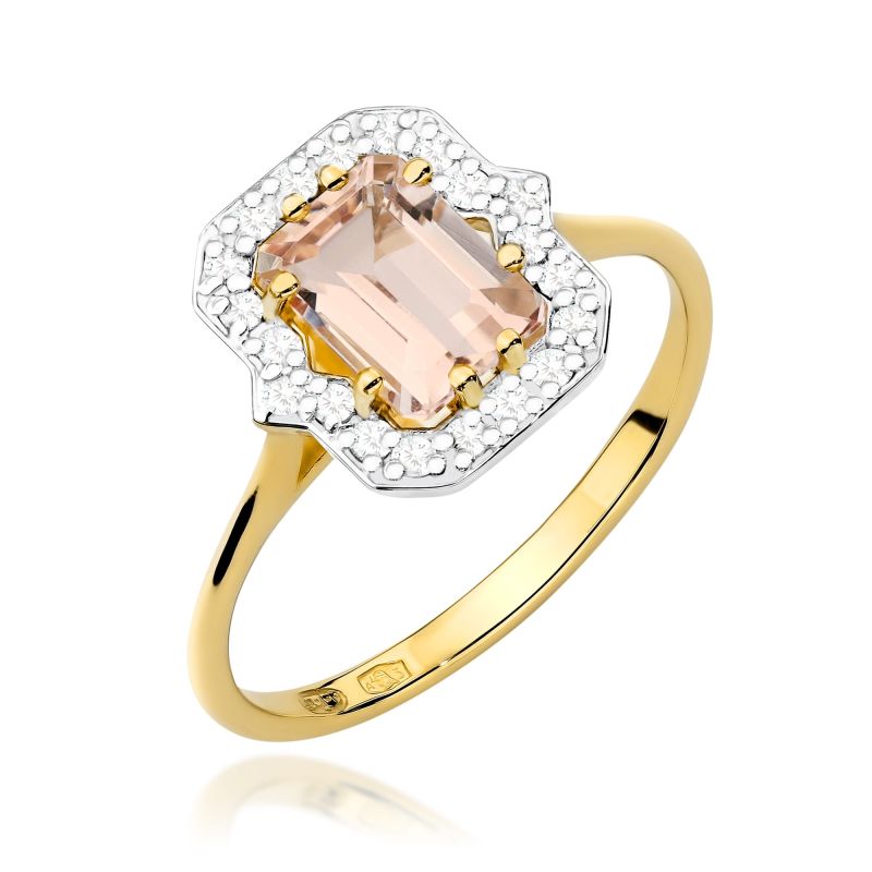 W576 Morganit prsteň 1.00ct žlté zlato Au 585/1000 2