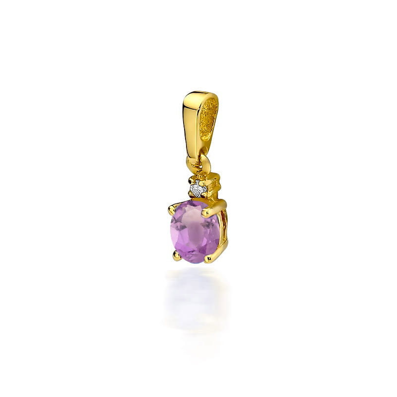 Z001 Ametyst prívesok 0.40ct žlté zlato Au 585/1000 2