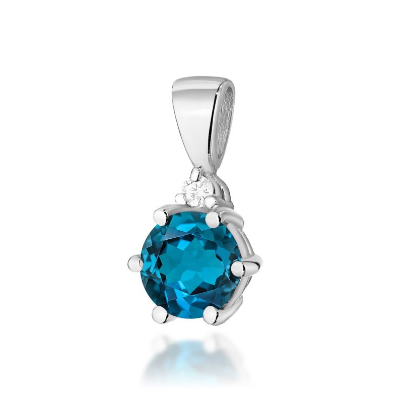 Z076 Topaz London Modrý prívesok 0,50ct biele zlato Au 585/1000 2