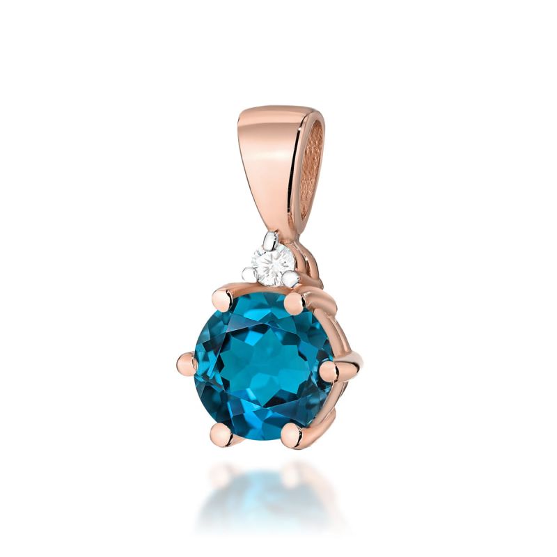 Z076 Topaz London Modrý prívesok 0.50ct ružové zlato Au 585/1000 2