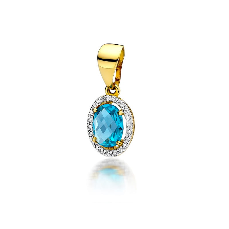 Z080 Topaz prívesok 1.70ct žlté zlato Au 585/1000 2