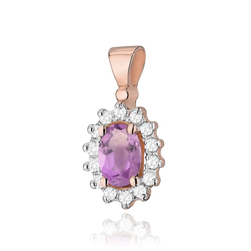 Z182 Ametyst prívesok 0.40ct ružové zlato Au 585/1000 2