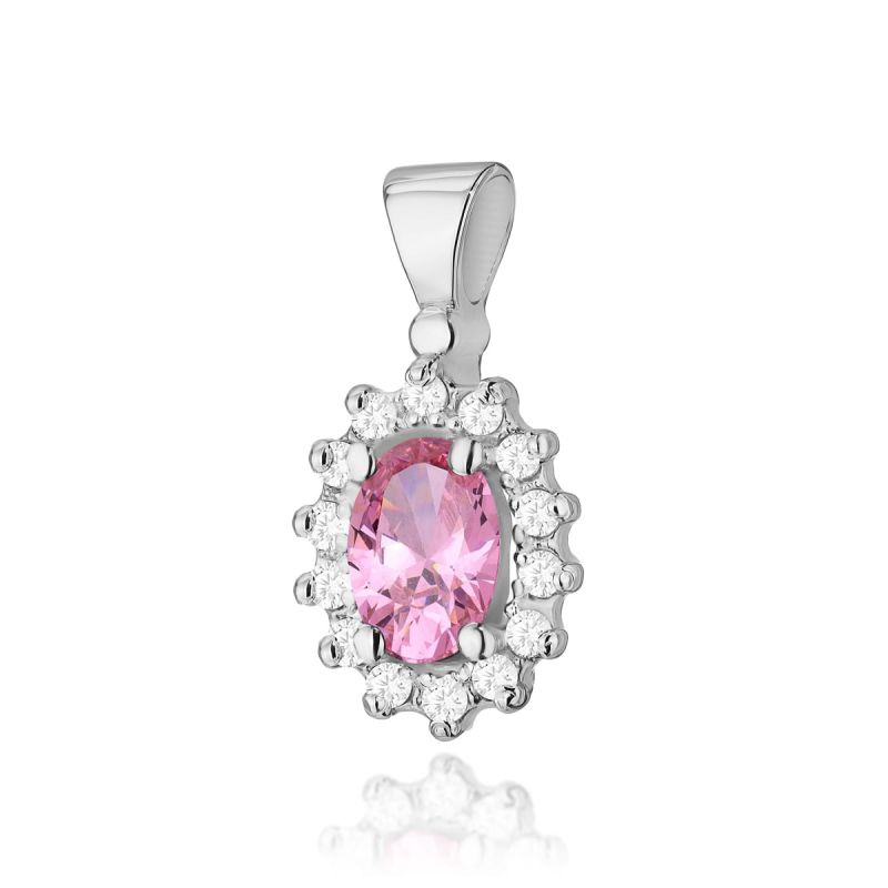 Z182 prívesok Ružový Topaz 0,50ct biele zlato Au 585/1000 2