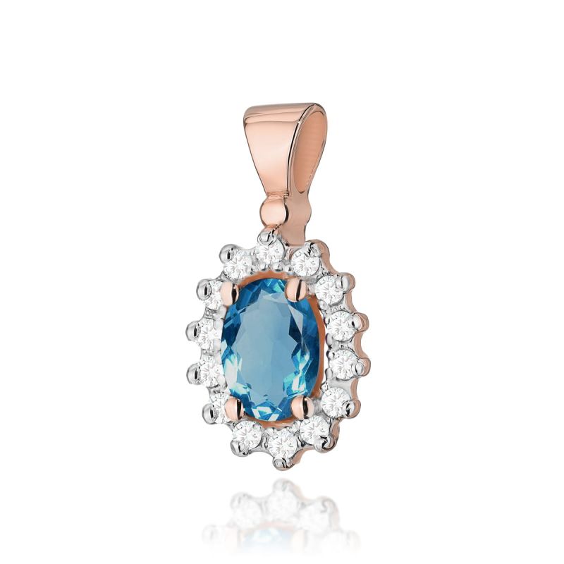 Z182 Topaz London Modrý prívesok 0.50ct ružové zlato Au 585/1000 2