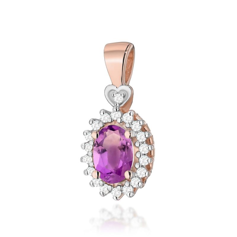 Z312 Ametyst prívesok 0.40ct ružové zlato Au 585/1000 2