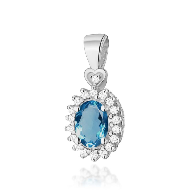 Z312 Topaz London Modrý prívesok 0,50ct biele zlato Au 585/1000 2