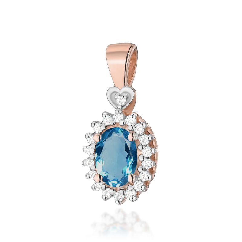 Z312 Topaz London Modrý prívesok 0.50ct ružové zlato Au 585/1000 2