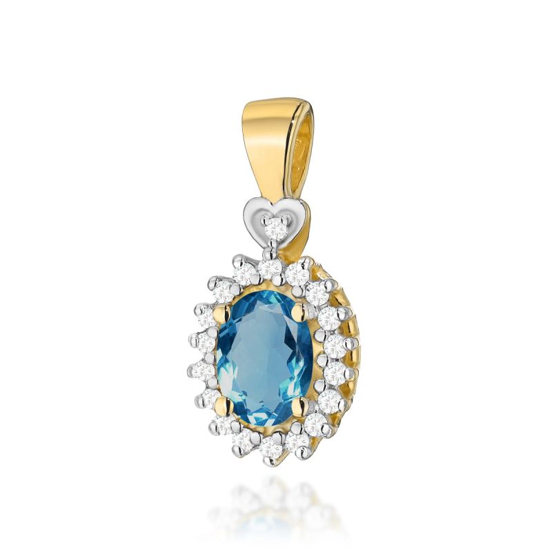 Z312 Topaz London Modrý prívesok 0,50ct žlté zlato Au 585/1000 2