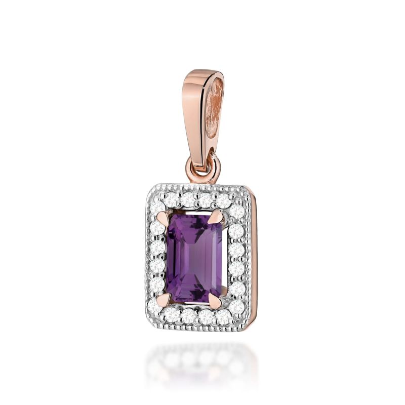Z422 Ametyst prívesok 0.50ct ružové zlato Au 585/1000 2